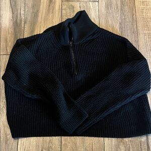 BDG Women's Black Mock neck 1/4 Zip Sweater